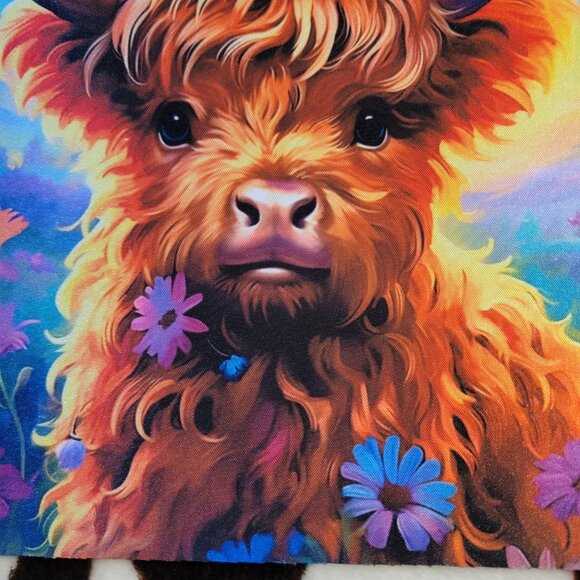Baby Highland Cow Floral Computer Non Slip Custom Mouse Pad Handmade - Picture 5 of 10